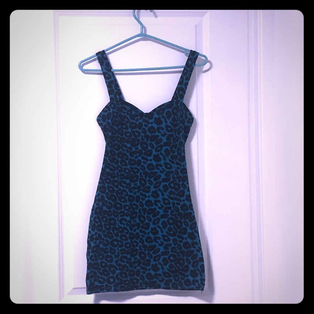 Teal leopard print mini
